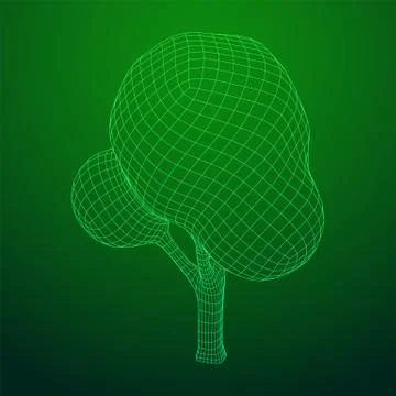 Mesh image of tree. Low poly background. Stock Illustration