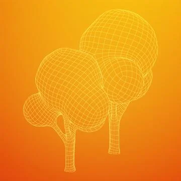 Mesh image of trees. Low poly background. Stock Illustration