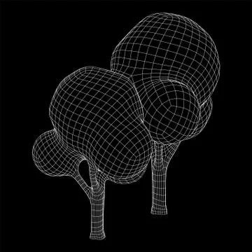 Mesh image of trees. Low poly background. Stock Illustration