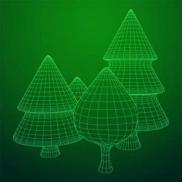 Mesh image of trees. Low poly background. Stock Illustration