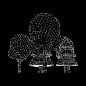 Mesh image of trees. Low poly background. Stock Illustration