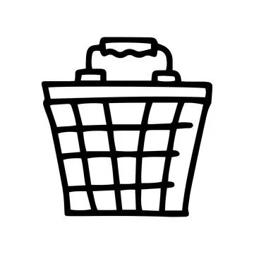 Mesh laundry basket line vector doodle simple icon Stock Illustration