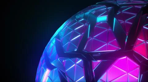 Mesh neon sphere in cracks. 스톡 일러스트