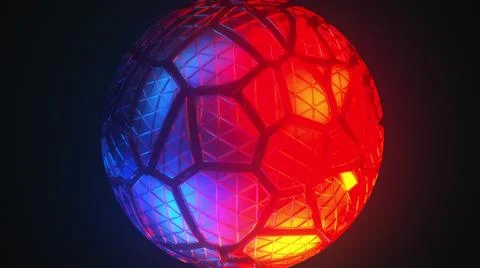 Mesh neon sphere in cracks. Ilustración de archivo