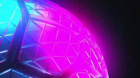 Mesh neon sphere in cracks. Ilustración de archivo