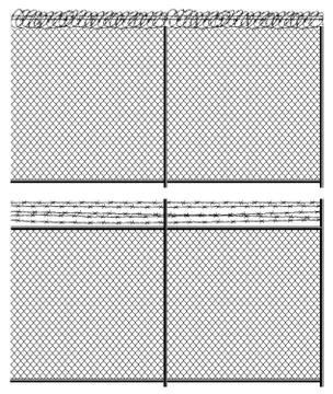 Mesh netting and barbed wire Stock Illustration