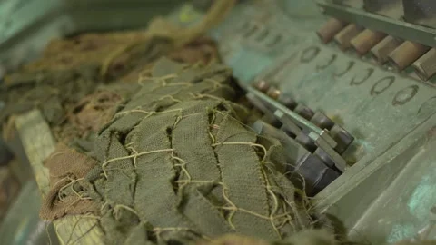 Mesh Netting over Hull of Sherman Tank Stock Footage 325350915