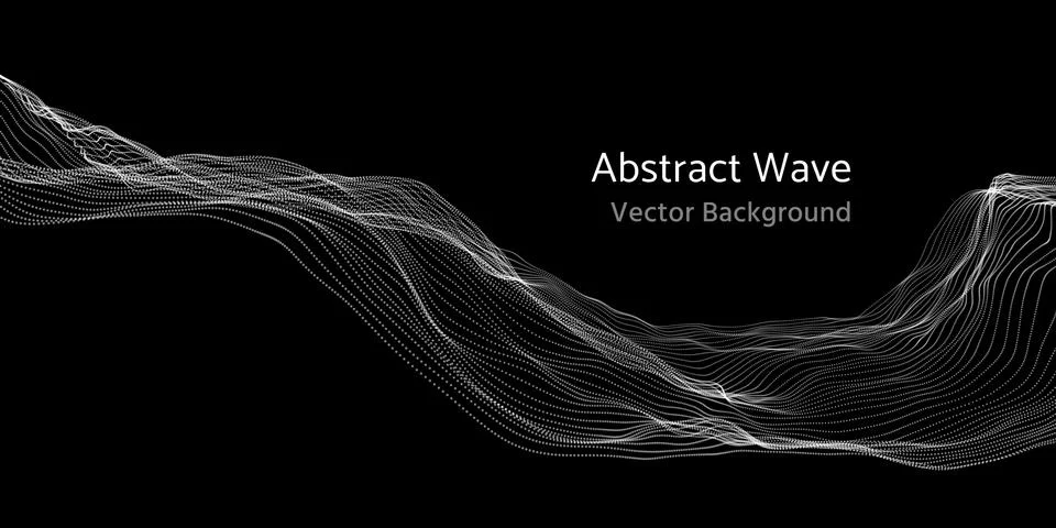 Mesh network 3d abstract wave and particles vector background Illustrazione stock