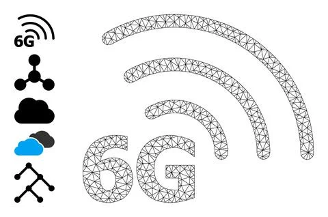 Mesh Network 6G Internet Icon 스톡 일러스트
