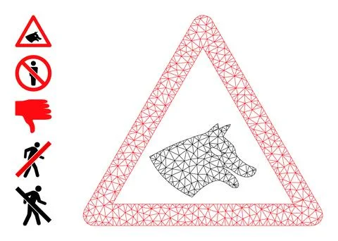 Mesh Network Dog Warning Icon Ilustración de archivo