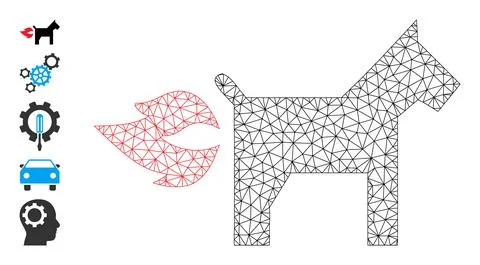 Mesh Network Fire Jet Dog Icon イラスト素材