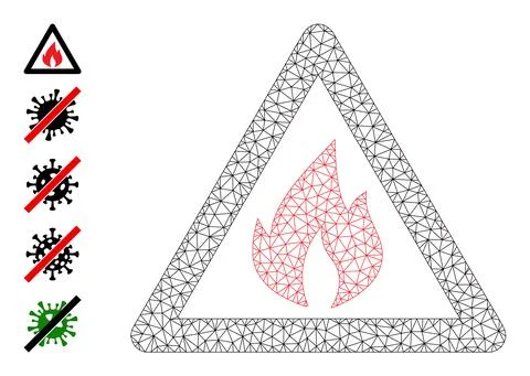 Mesh Network Fire Warning Icon Stock Illustration