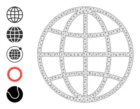 Mesh Network Global Sphere Icon 스톡 일러스트