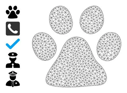 Mesh Network Paw Print Icon Ilustración de archivo