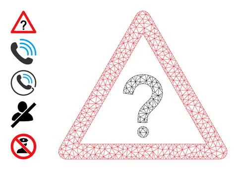Mesh Network Question Warning Icon Stock Illustration