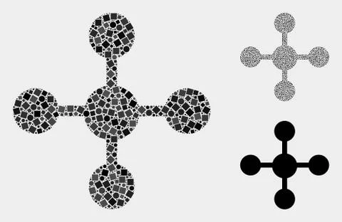Mesh Node Icon Mosaics of Squares and Circles Illustrazione stock
