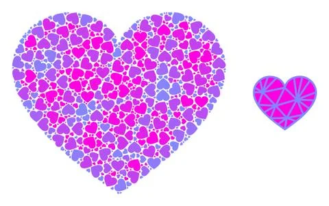 Mesh Pink Heart Recursion Collage of Self Icons Stock Illustration