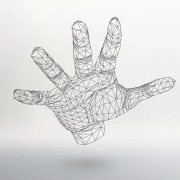 Mesh polygonal background hand of lines. The structural grid of polygons. Abs Illustrazione stock