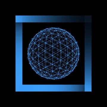 Mesh polygonal background. Scope of lines and dots. Ball of the lines connect Illustrazione stock