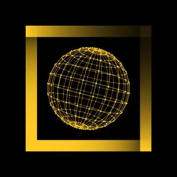 Mesh polygonal background. Scope of lines and dots. Ball of the lines connect Stock-Illustration