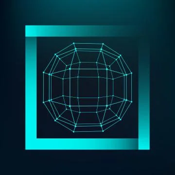 Mesh polygonal background. Scope of lines and dots. Ball of the lines connect Illustrazione stock