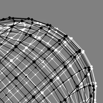 Mesh polygonal background. Scope of lines and dots. Ball of the lines connect Stock-Illustration