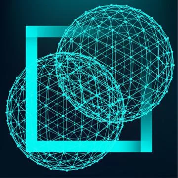 Mesh polygonal background. Scope of lines and dots. Ball of the lines connect Illustrazione stock