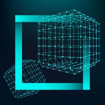 Mesh polygonal background. Scope of lines and dots. Ball of the lines connected Illustrazione stock