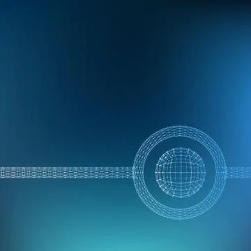 Mesh polygonal background. Scope of lines and dots. Ball of the lines connected Stock Illustration