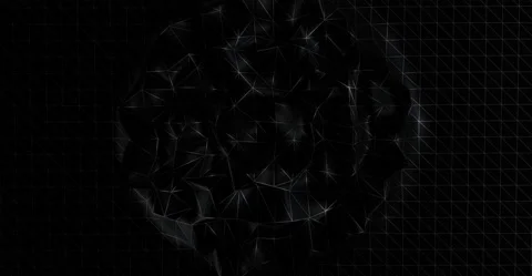 Mesh polygonal dark waves spreading over surface. Geometric 3d render deforming Stock Footage 155866178