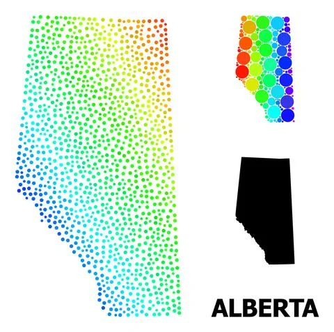 Mesh Polygonal Map of Alberta Province with Red Stars Stock Illustration