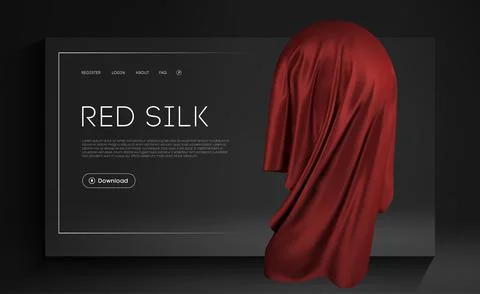 Mesh Red Silk on sphere realistic cover design. Red Fashion Background Stock Illustration