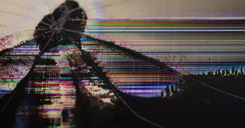 Mesh screen TV scratch display glitch color blur Stock Photos