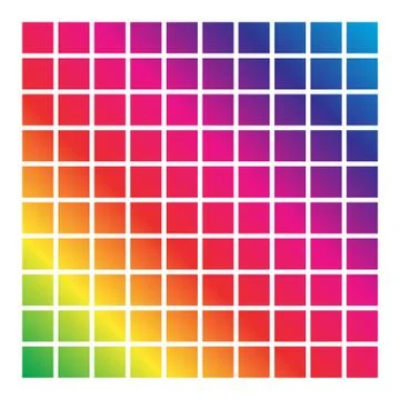 Mesh of shapes with spectrum gradient fill on white Illustrazione stock