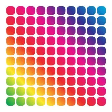 Mesh of shapes with spectrum gradient fill on white Stock Illustration
