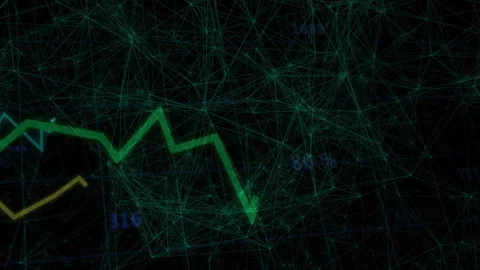 Mesh unfolding showing arrow emerging then three colored lines oscillating Stock Footage 312417055