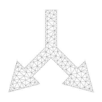 Mesh Vector Bifurcation Arrow Down Icon Illustrazione stock