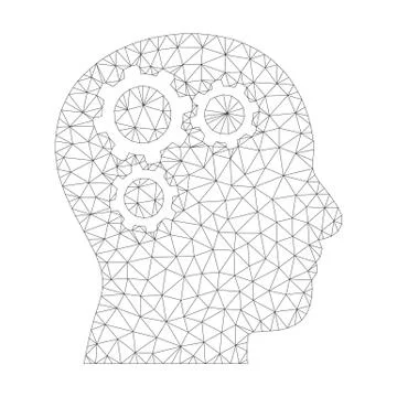 Mesh Vector Brain Gears Icon Illustrazione stock