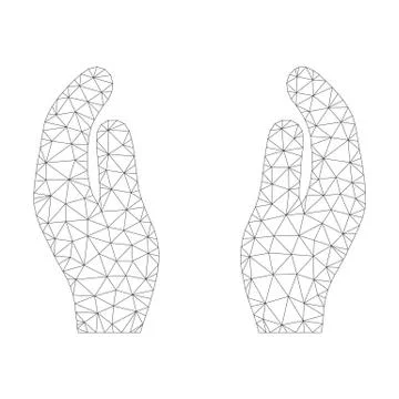Mesh Vector Care Hands Icon Stock Illustration