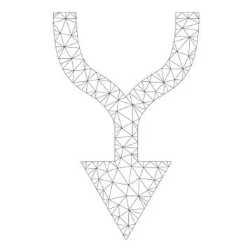Mesh Vector Combine Arrow Down Icon Ilustración de archivo