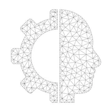 Mesh Vector Cyborg Gear Icon Stock Illustration