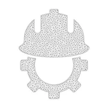 Mesh Vector Development Helmet Icon Stock Illustration