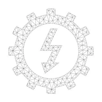Mesh Vector Electric Energy Cog Wheel Icon Stock Illustration