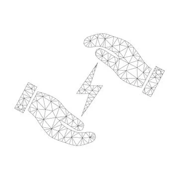 Mesh Vector Electricity Supply Care Hands Icon Stock Illustration