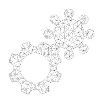 Mesh Vector Gears Icon Stock Illustration