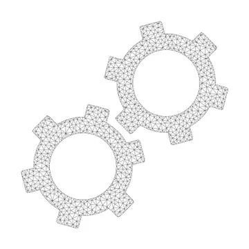 Mesh Vector Gears Icon Stock Illustration