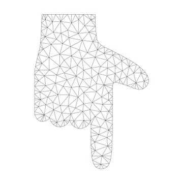 Mesh Vector Hand Pointer Down Icon Illustrazione stock