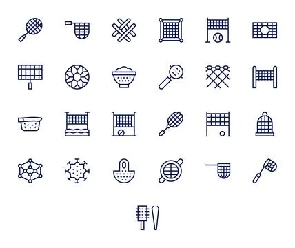 Mesh Vector Icon Collection with 25 High Resolution Regular Line Designs Stock Illustration