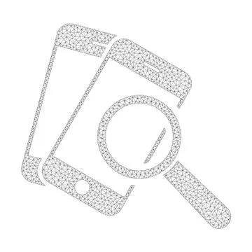 Mesh Vector Smartphone Magnifier Search Tool Icon Stock Illustration
