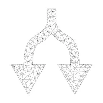 Mesh Vector Split Arrows Down Icon Stock Illustration